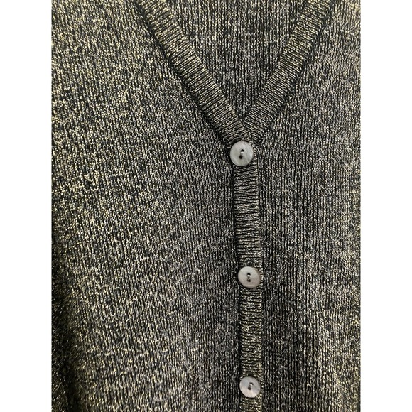 RARE‎ VTG Karen Scott Cardigan Sweater Black &Gold Metallic NYE NIGHT OUT PARTY - Picture 4 of 9